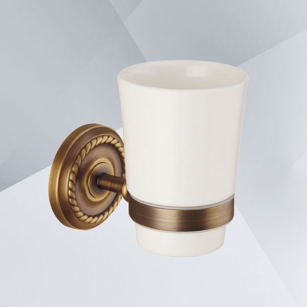 

Rust Free Copper Toothbrush Cup Holder Wall Mounted Ceramic Tumbler Rack Bathroom Organizer Elegant Design Toothbrush Cup Holder