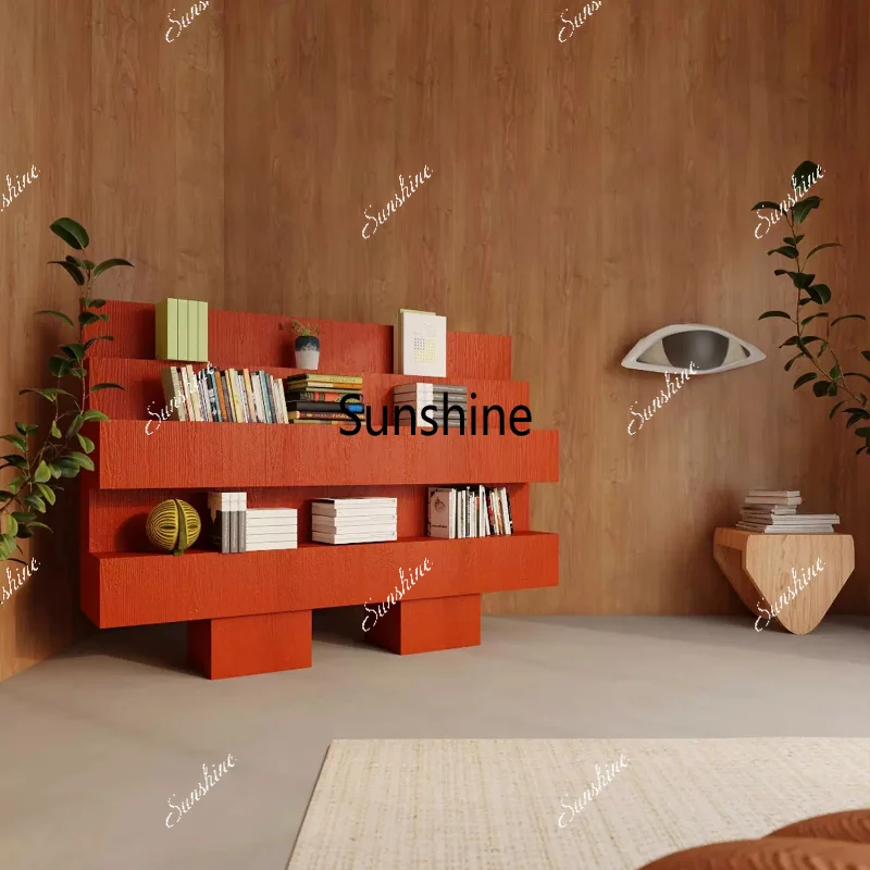 Nordic simple geometric bookcase shooting props wooden vertical cabinet multi-function