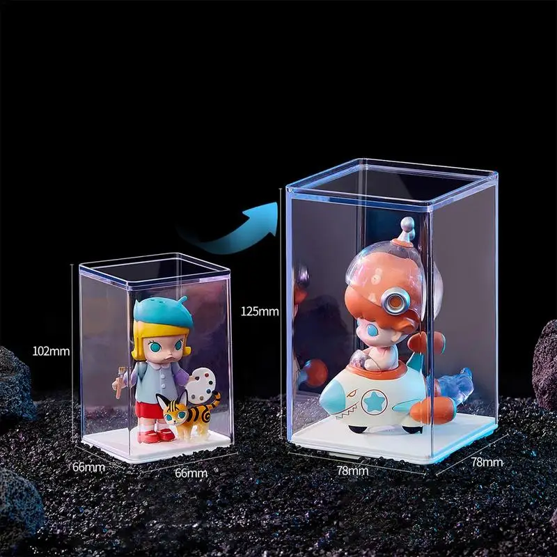 4 PCS Clear Acrylic Display Case For Figures Hand-made Doll Model Blind Box Toy Storage Box Display Stand Customized