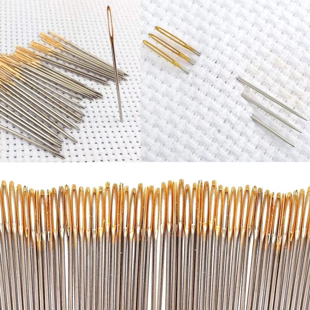 

30Pcs Hand Stitching Needles With 2pcs Metal threader Large Eye Sewing Needles DIY Embroidery Home Sewing Kit
