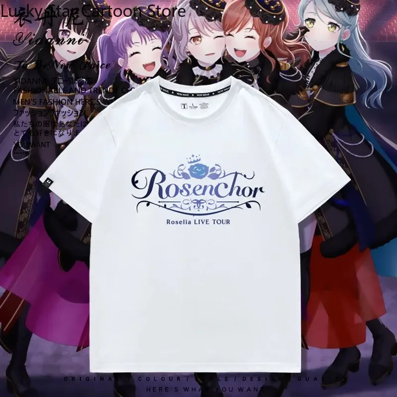 Camiseta de manga corta Anime BanG Drean Roselia Live Tour, camiseta de verano para hombre y mujer, top de moda con estampado informal, regalo de cosplay, figuras