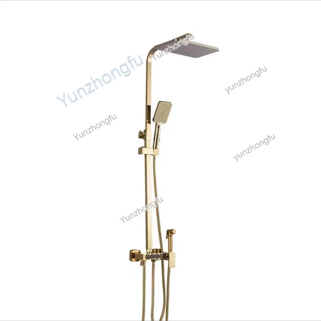 

Bathroom Golden Brass Shower Faucet Wall-mounted Hot and Cold Faucet Thermostatic Shower Set