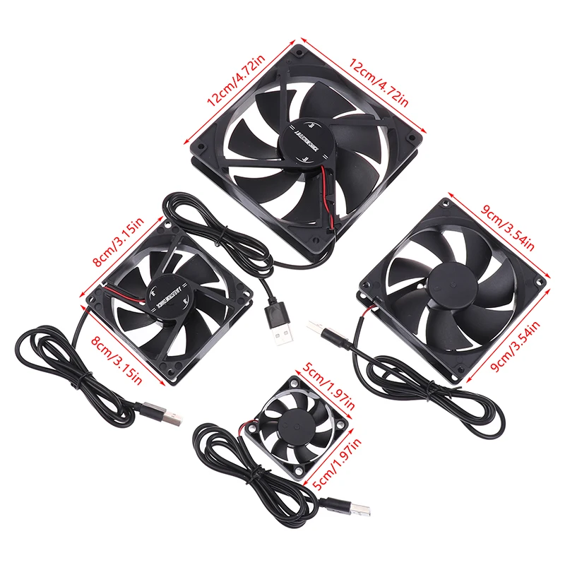 5V Brushless Cooling Fan USB Router Fan Computer Case TV Box Cooling Case 50/80/90/120mm Desktop Computer Fan DIY Cooler Fan view 5