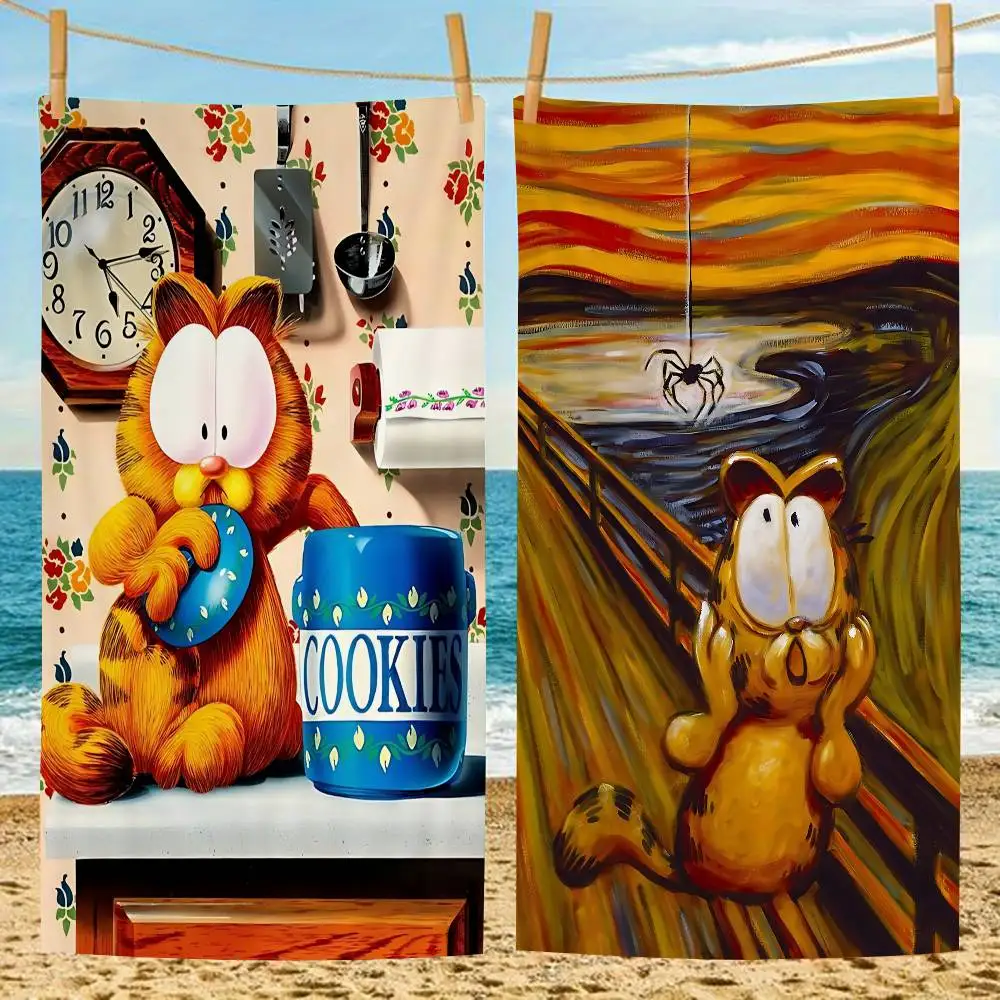 Comic G-Garfield Anime Anime Beach Swimming Towel Soft Absorbent Washcloth Children's Gifts for Kids Travel Camping Gym
