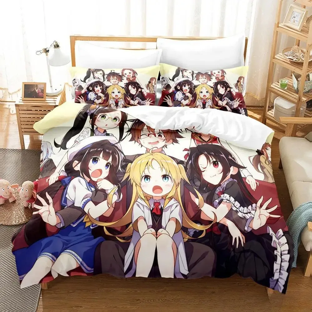 

Kawaii Anime The Ryuo's Work Is Never Done Bedding Set Single Twin Full Queen King Size Bed Set Adult Kid Bedroom Duvetcover Set