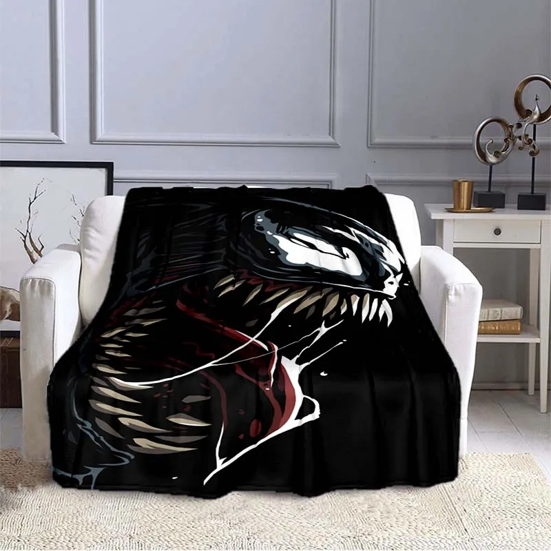 Big black mouth v-venom pattern warm Blanket Flannel Portable Comfortable Warm Blanket blankets for beds  picnic blanket