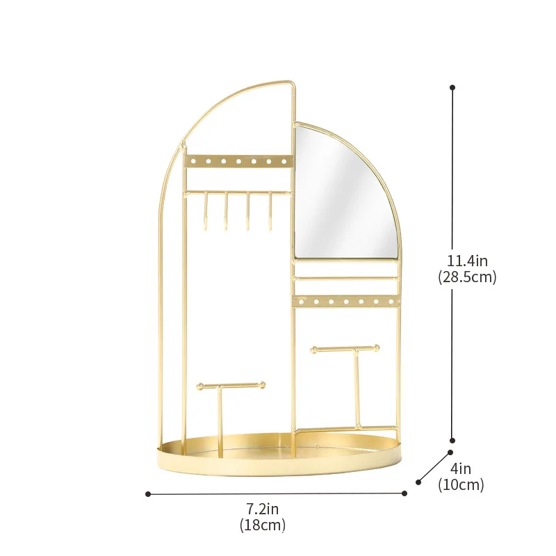 Ring storage, iron box, glass material, clean desktop, dust-proof, layered, visible design, jewelry rack