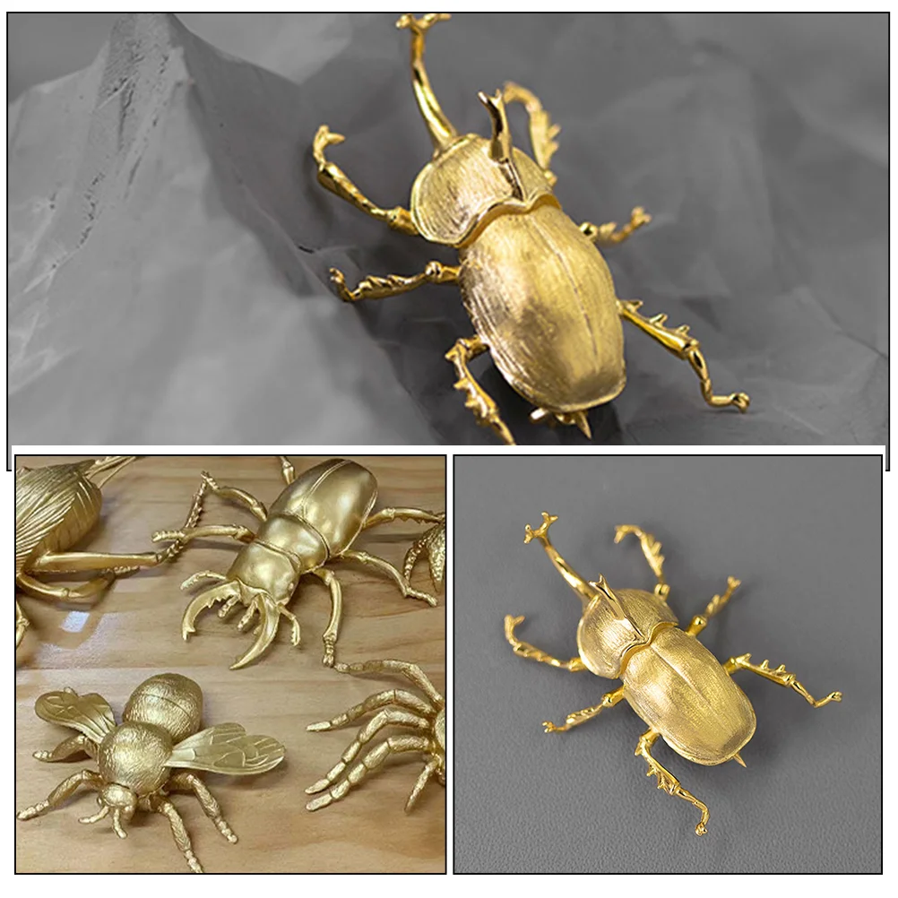 12 шт., золотые фигурки насекомых, пчела, Божья коровка
