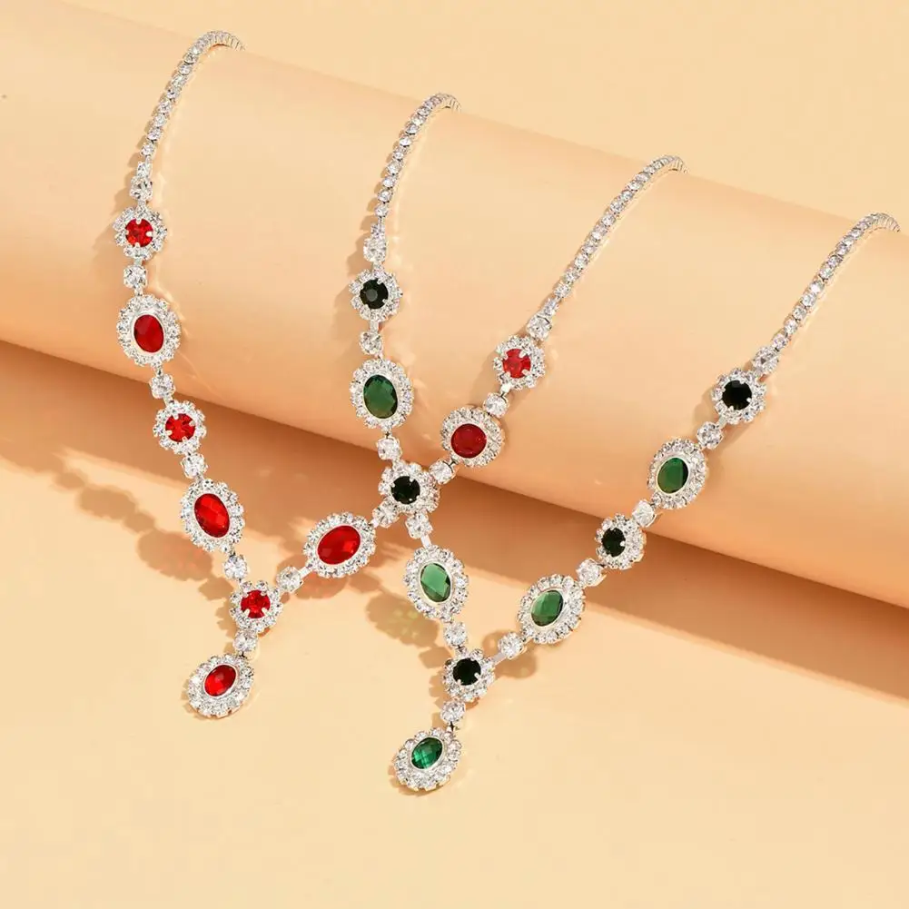 Rhinestone Jewelry Set Skin-friendly Jewelry Retro Rhinestone Wedding Necklace Earrings Set Faux Gem Jewelry for Women for Wife