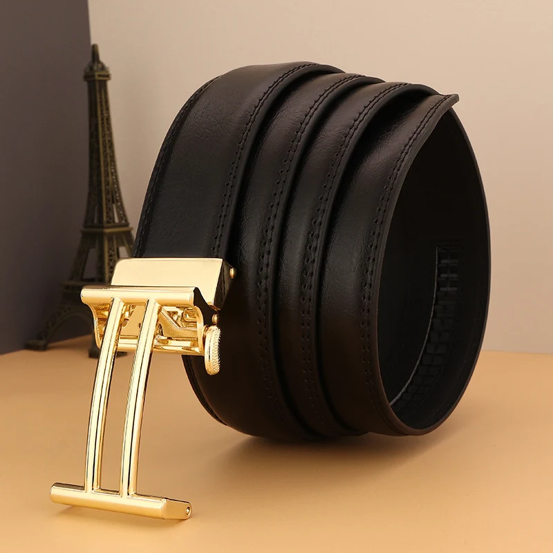 High Quality Automatic Buckle Belts Men Genuine Leather Designer Fashion Waist Strap Luxury Famous Brand Casual Ceinture Homme