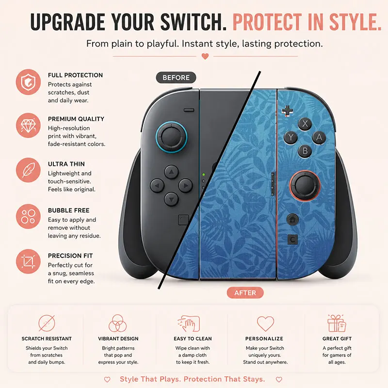 Creative pattern SWITCH game console protective film, with natural touch and comfortable feel, featuring personalized designs
