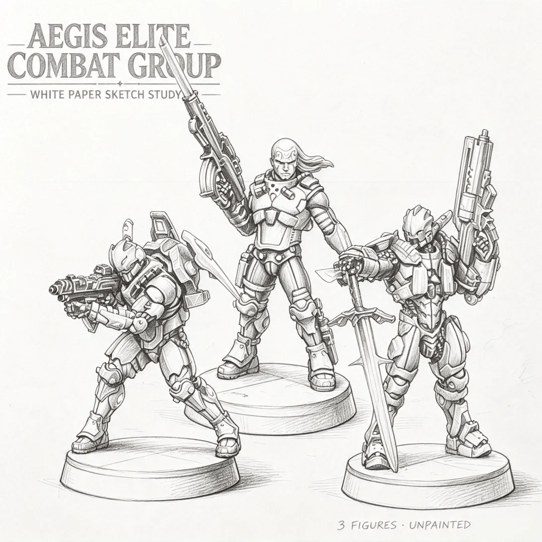 Harzmodellbausatz, 3 Sci-Fi-Miniaturen mit schwerer Panzerung und Basen, unbemalte, unmontierte Wargaming-Figuren