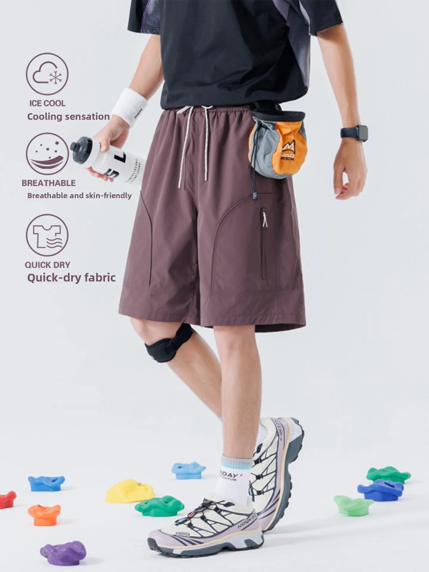 

Outdoor Workwear Shorts Quick Dry Breathable Loose Fit Summer Ice Cool Hiking Five-Quarter Length Men's Women's Casual Pants