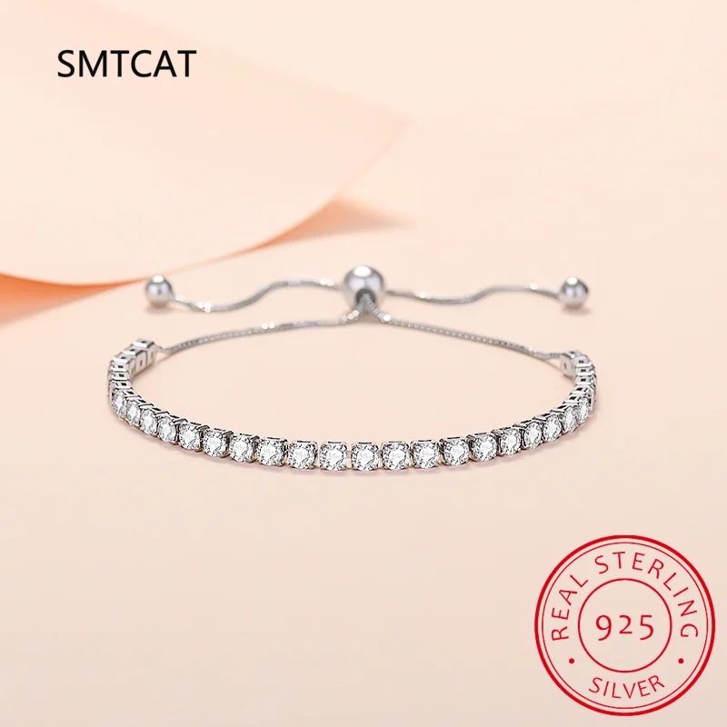 

D VVS1 All Moissanite Tennis Bracelets for Women 0.24ct Round Lab Diamond S925 Sterling Silver Plated 18k Dainty Bracelet