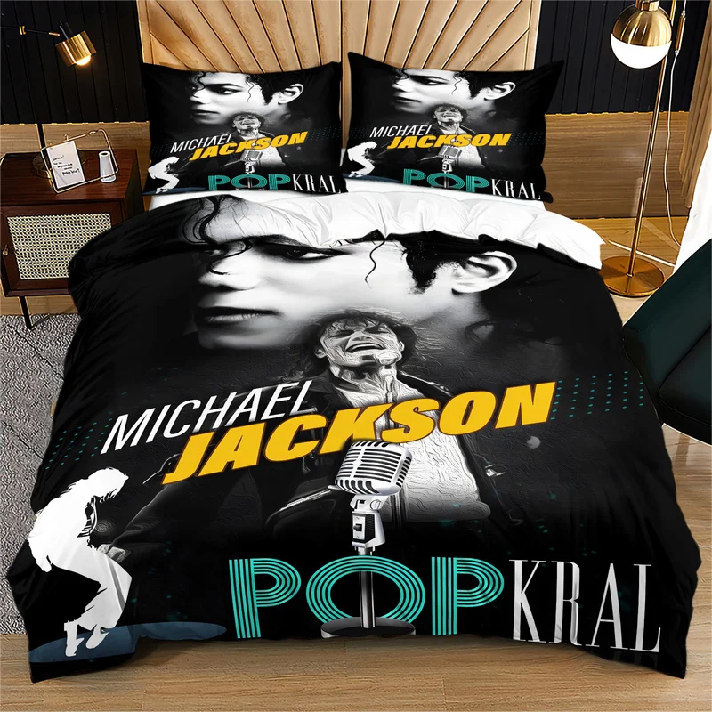 Michael Jackson Print Duvet Cover Set Classic The King Of Pop Collage Bedding Set Retro Cozy Quilt Cover Sets Bedroom Decor Gift