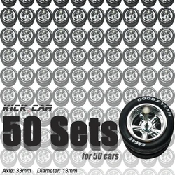 1/64 Model Car Wheels 50 Sets For Hotwheels with Rubber Tires Basic ABS Modified Parts Racing Vehicle Toys For Tomica MiniGT