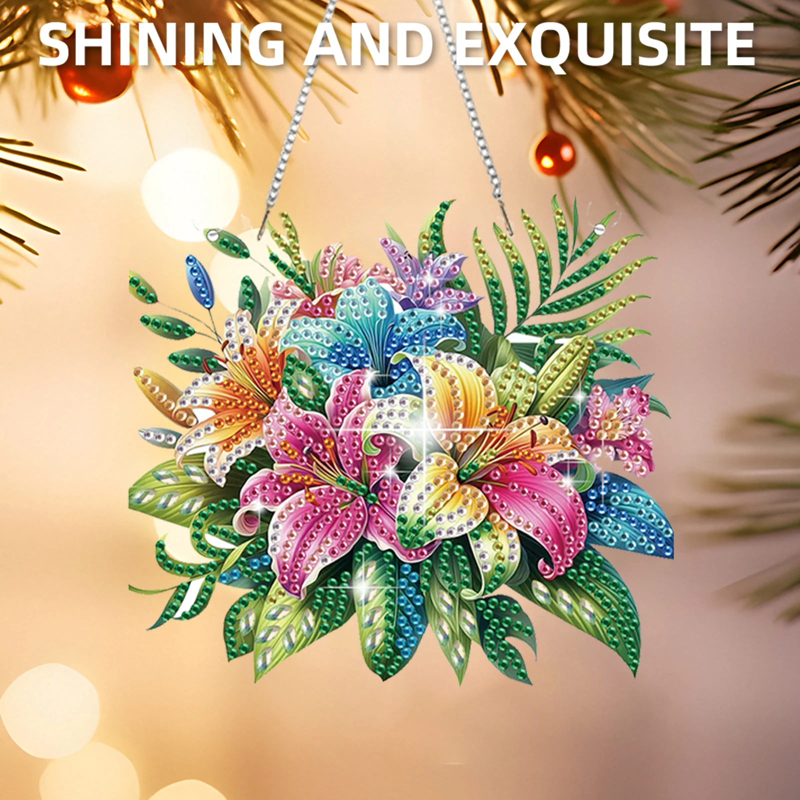 

4pcs Flower Animal DIY 2D Flat Special Shaped Rhinestone Diamond Art Window Pendants for Home Decoration and Gift