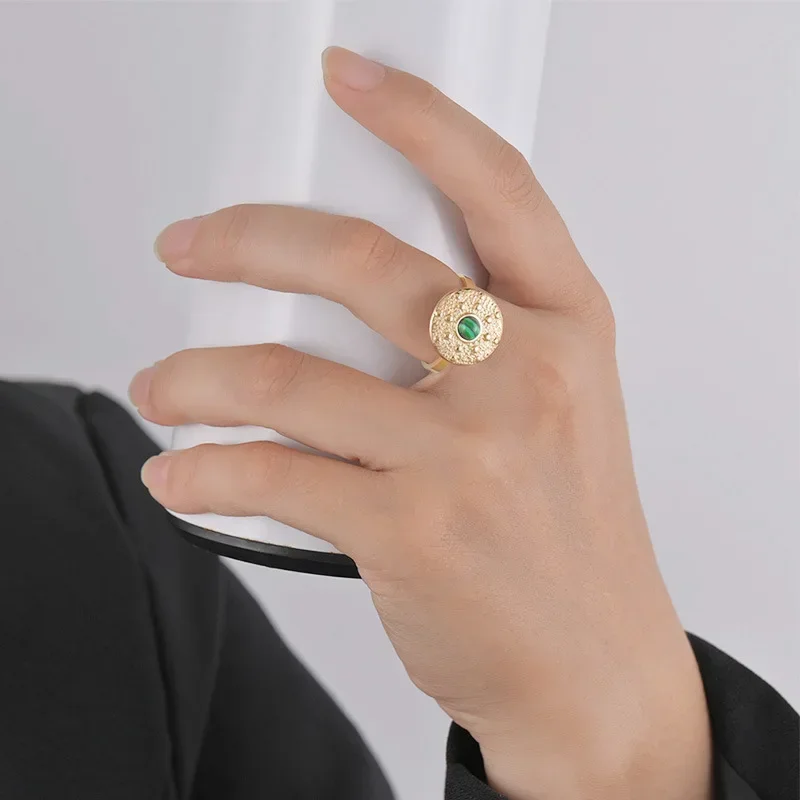 Fashion Vintage Waterproof Stainless Steel Enamel Evil Eyes Sun Flower Adjustable Open Rings for Women 18k Gold Plated Jewelry