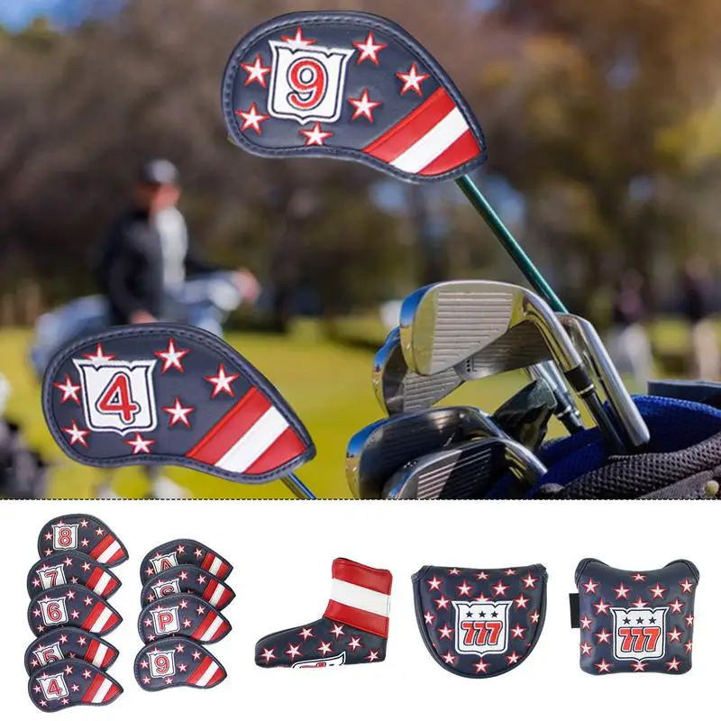 

USA Flag Golf Iron Headcover Golf Club Head Cover 1/3/5/UT Wood Club Protective Covers L / Square/ Half Round Golf Putter Cover