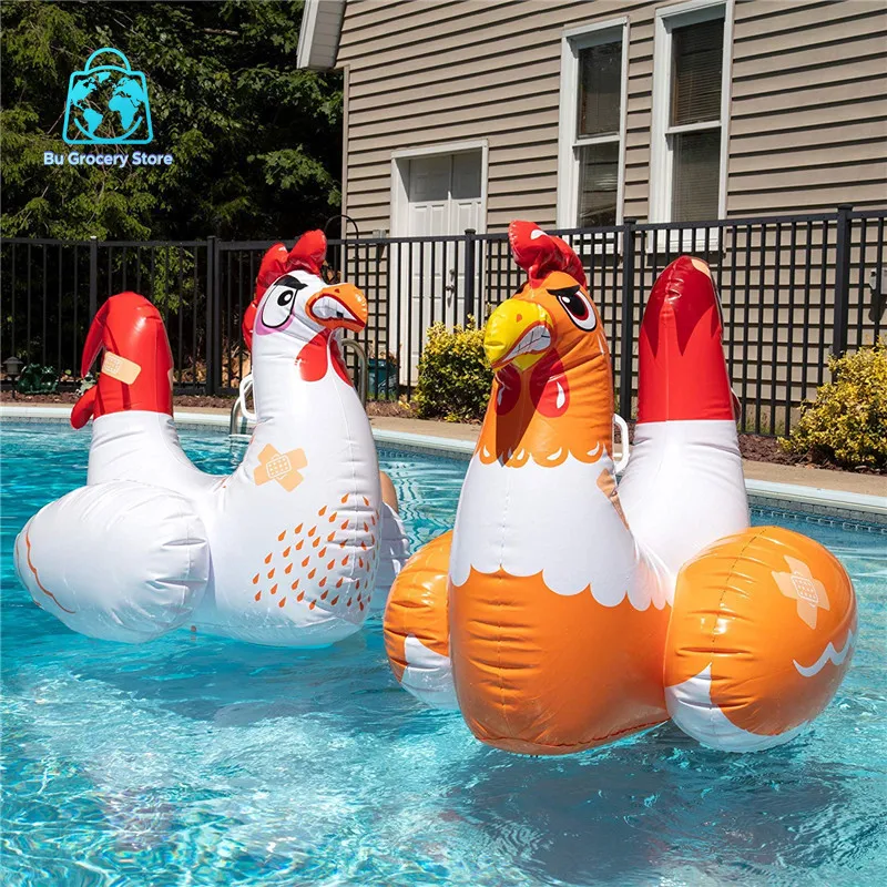 Inflatable Adult Water Play Mount Rooster Whale Turtle Pool Float Bed