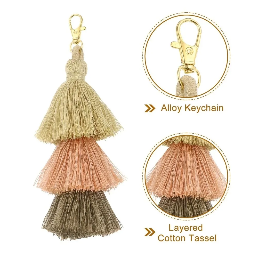 New Bohemian Tassel Keychain Triple Layer Handmade Bag Charm Luxurious Multicolor Decorative Pendant Backpack Decoration