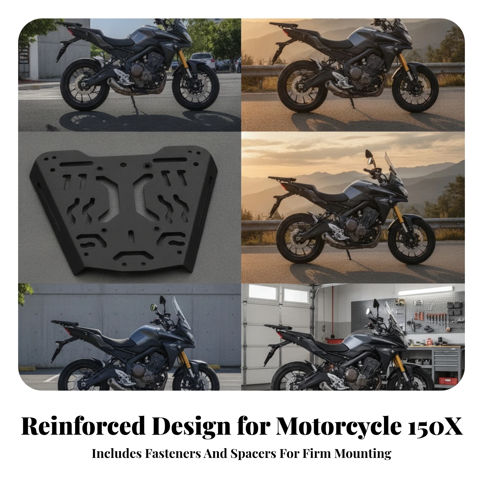 Rear Luggage Rack with Mounting Brackets Heavy-Duty Motorcycle Rear Luggage Rack Motorcycle Cargo Platform One-Piece
