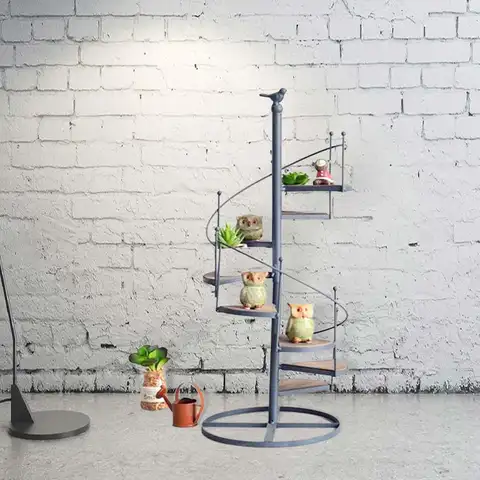 8 Tier Spiral Plant Stand Stair Shape Flower Pot Holder for Balcony Garden