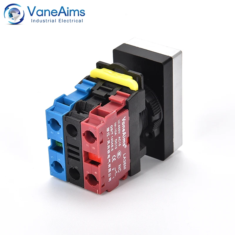 22mm LA36M Double Push Button Momentary Reset Two-position Button Switch with LED 12V 24V 220V 10A NO NC Switch On Off VaneAims