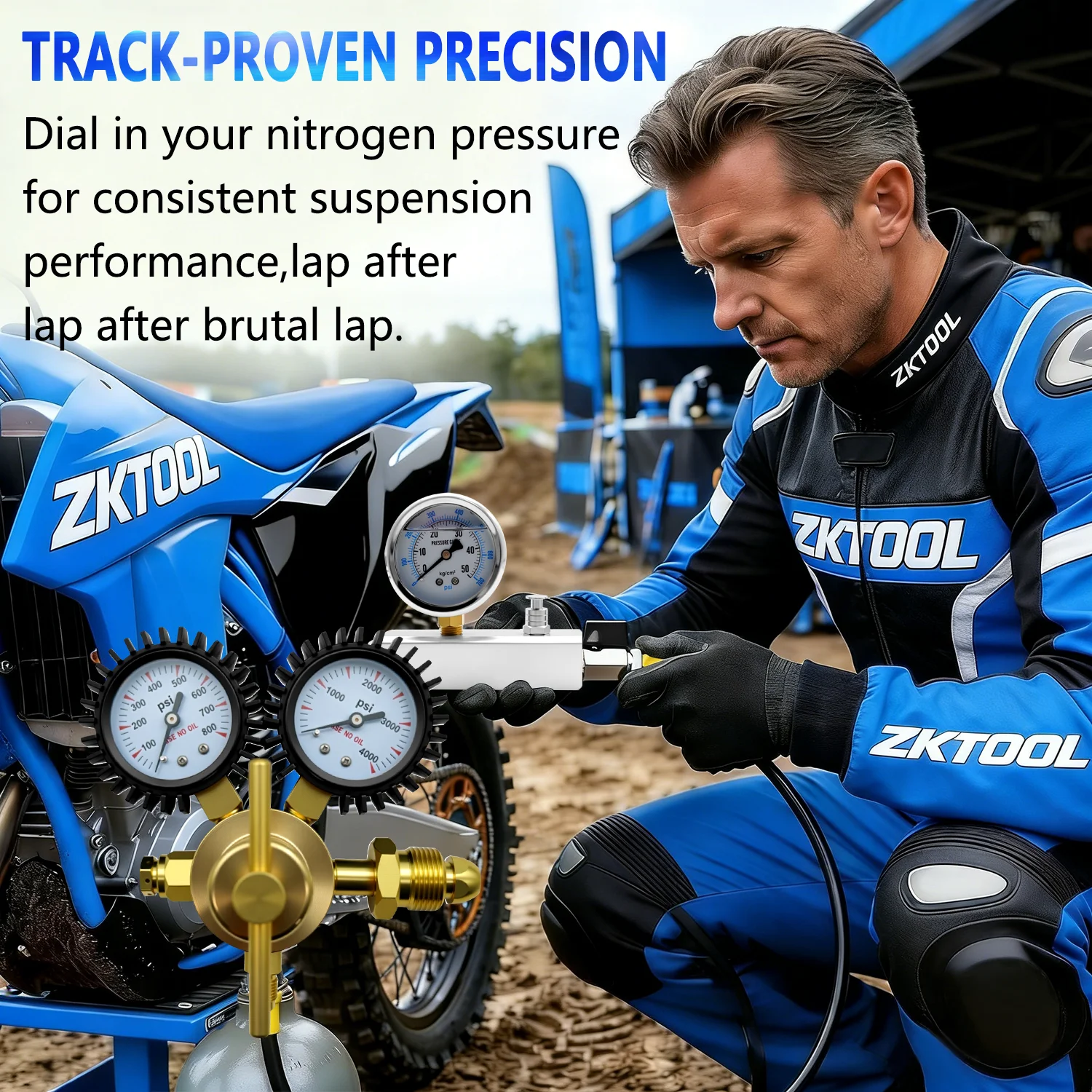 Nitrogen shock absorber inflation kit, suitable for shock absorbers, adjusters, and pneumatic chucks.