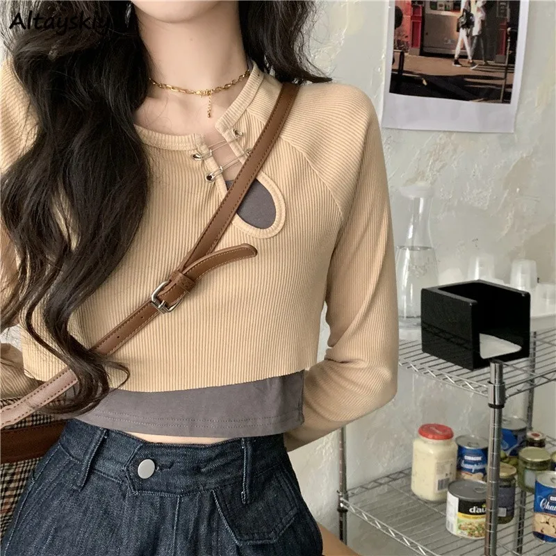 Shirt Sets Women Slim High Street Temper Korean Style Autumn Basic Ctop Tops Girlish All-match Aesthetic Clothes Fashion Ins