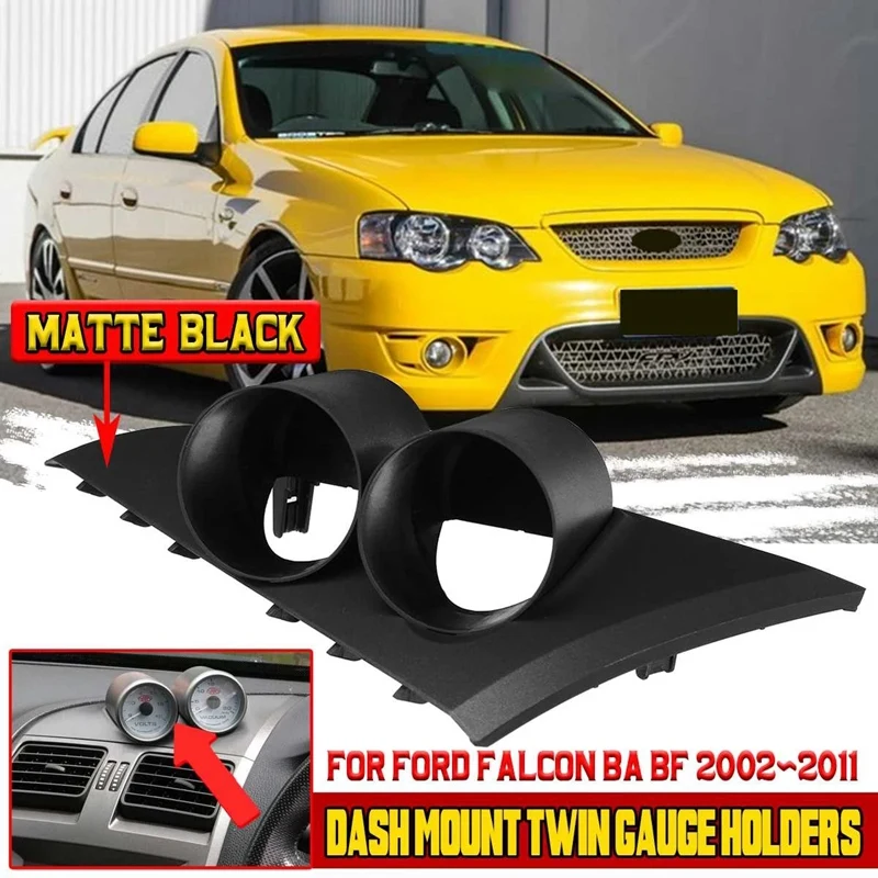 52MM Car Matte Black Gauge Pod Dash Mount Twin Gauge Meters Holder for Ford Falcon BA BF 2002-2011