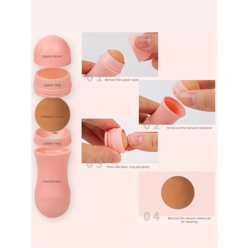 الوجه النفط امتصاص الأسطوانة 2 كرات أداة العناية بالبشرة الحجر البركاني النفط امتصاص قابل للغسل زيت الوجه إزالة الرعاية الجلد ماكياج أداة