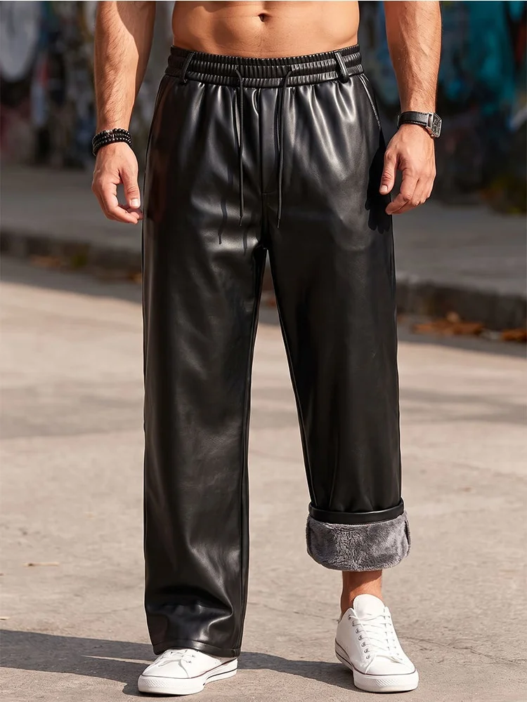Calças Largas com Forro de Fleece Quente para Homens e Mulheres, Calças Longas Casuais para Esportes ao Ar Livre, Jeans Térmi...