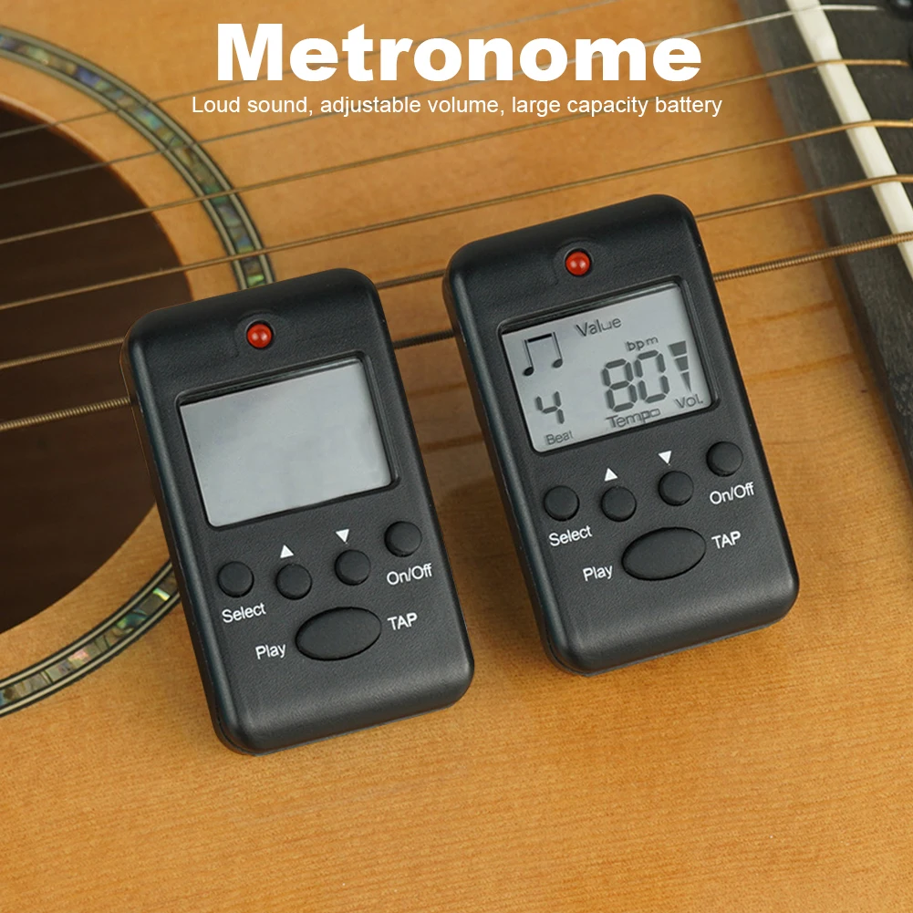 Metronom elektroniczny przenośny kieszonkowy metronom głośny dźwięk Mini metronom cyfrowy metronom do pianina gitara flet bęben