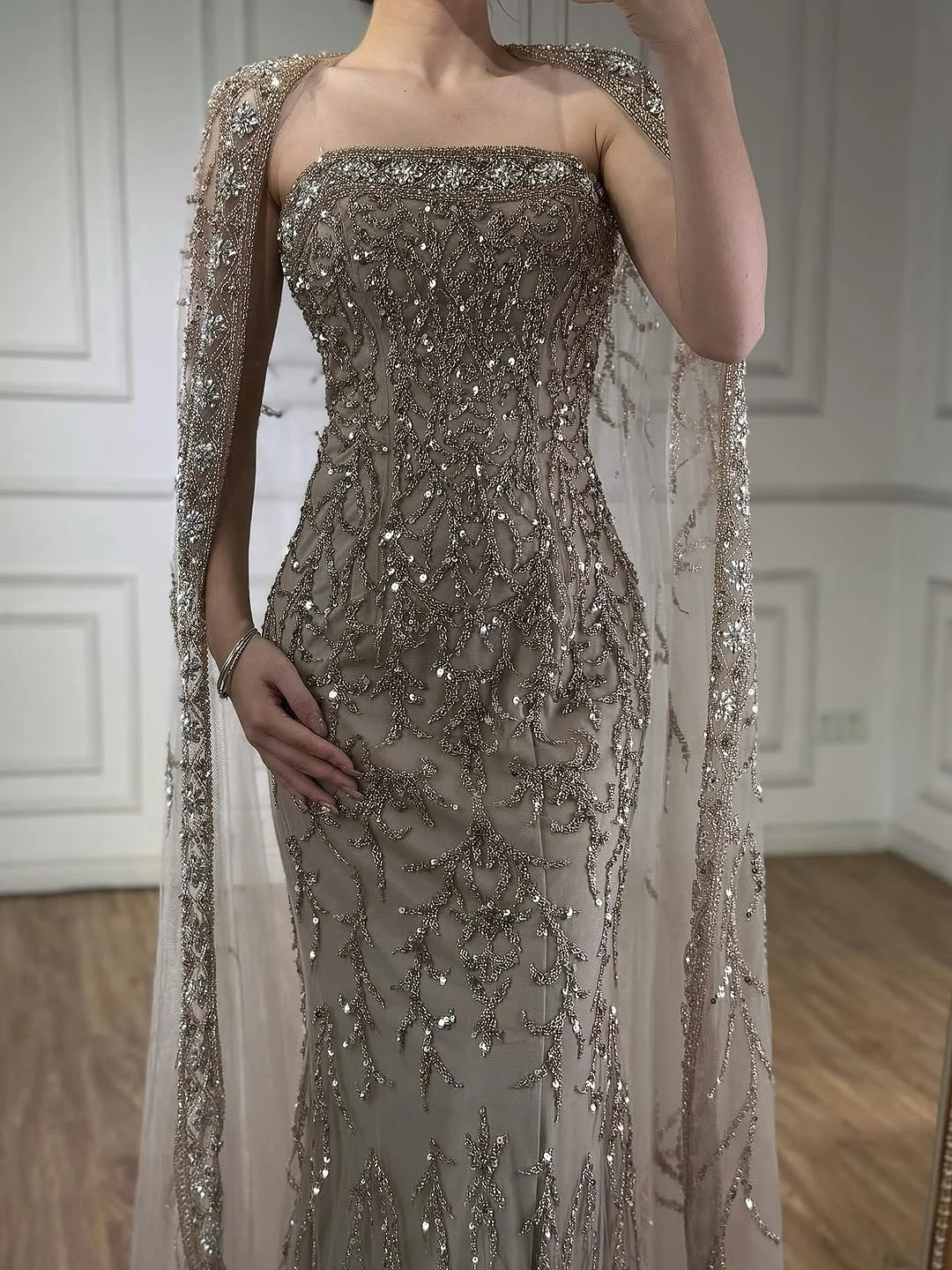 Vestidos de festa luxuosos e elegantes árabes de Dubai, vestido de baile com lantejoulas brilhantes