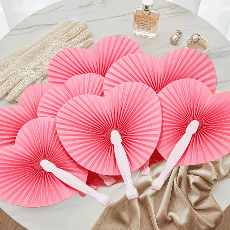 10Pcs/30Pcs/50Pcs/70Pcs Customized Personalized Pink Folding Fans; Handheld Fans for Wedding Ceremonies, Bachelorette Party Favors, Bridesmaid Group Photos, Wedding Banquet Seat Decorations, Wedding Sign-In Area Guest