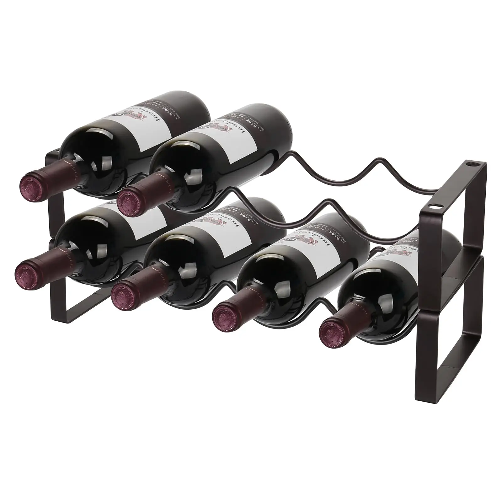 

Freestanding Metal Wine Rack For Countertop, 12-Bottle Capacity, 3-Tier Stackable Storage Holder