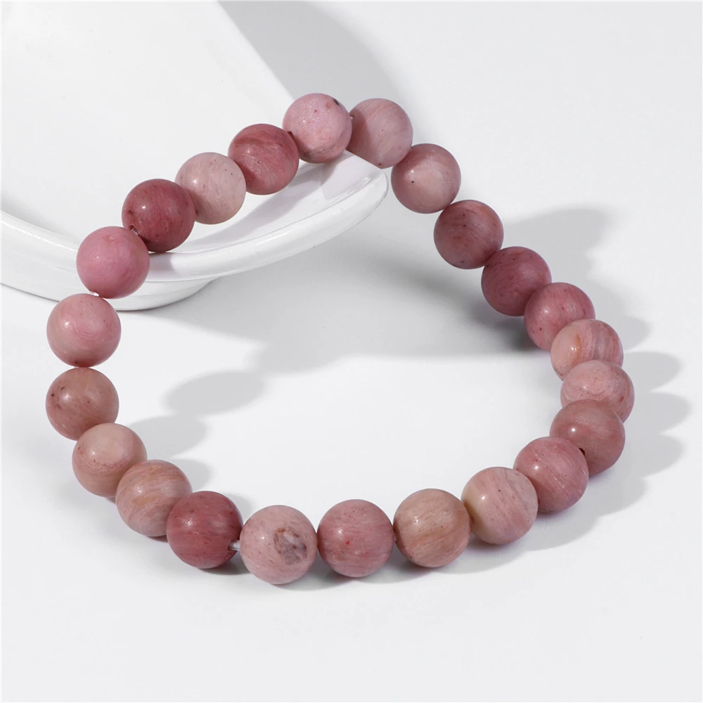 8MM Matte Stone Bead Bracelet Pink Red Round Gem Stone Stretch Bangle Wristband Lucky Healing Simple Christmas Jewelry Gift