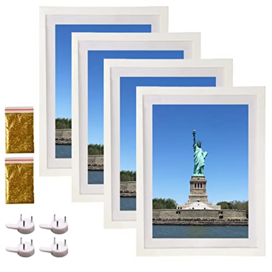 

4 Pack 12x16 Picture Frame Wood Diamond Painting Frames 30x40cm Diamond Art Frame Display 10x14 in/ 25x35cm with Mat or 12x16 i