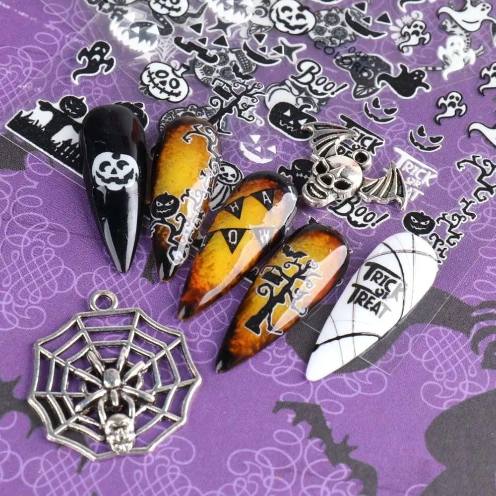 Manicure Halloween Party Skeleton Luminous Nail Foils Nail Art Decoration Halloween Nails Stickers Fluorescent Nail Decals