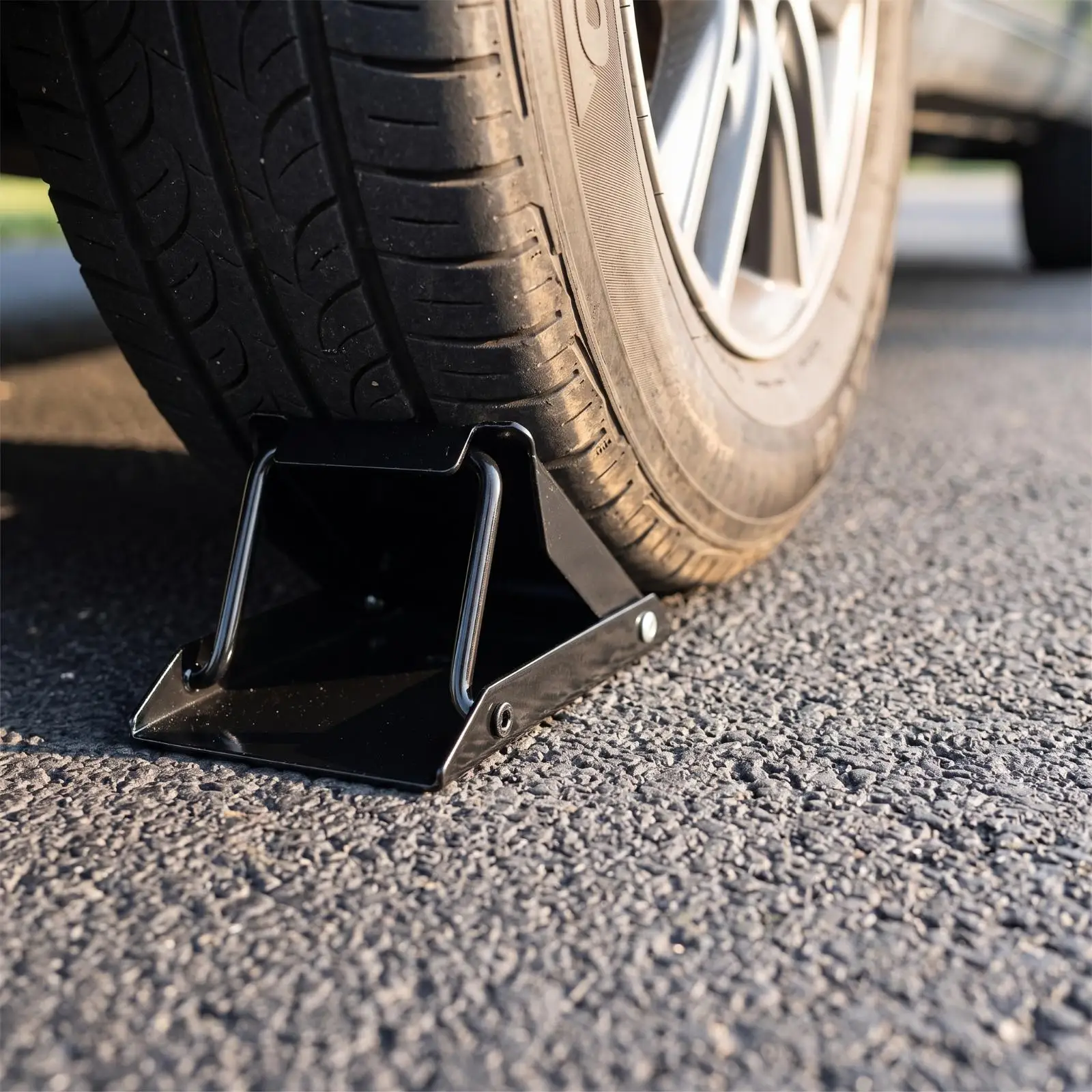 Metal Wheel Chock for Car SUV Truck Parking on Slope Road Emergency Stop Portable Compact Size with Hole Design