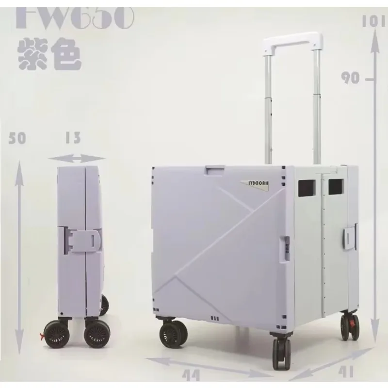 Carrito de Compras Portátil con Barra de Arrastre Inclinada, Plegable, para Supermercado, Caja de Almacenamiento de Plástico para Almacenamiento en Internet