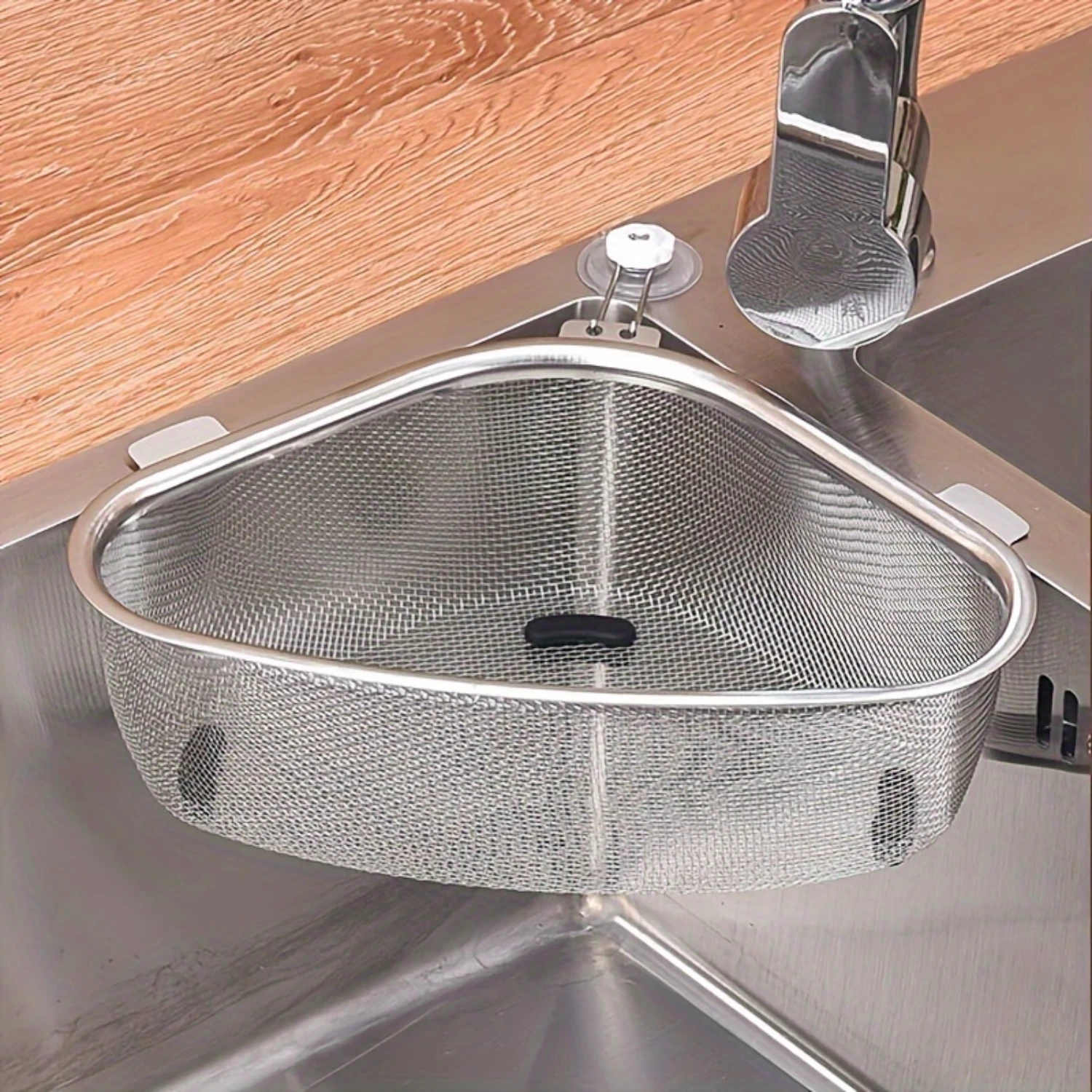 Elegant Triangular Kitchen Sink Basket  Multi-Use, Polished Strainer for Easy Cleaning, Vegetable Drainer & Garbage Filter, Hold