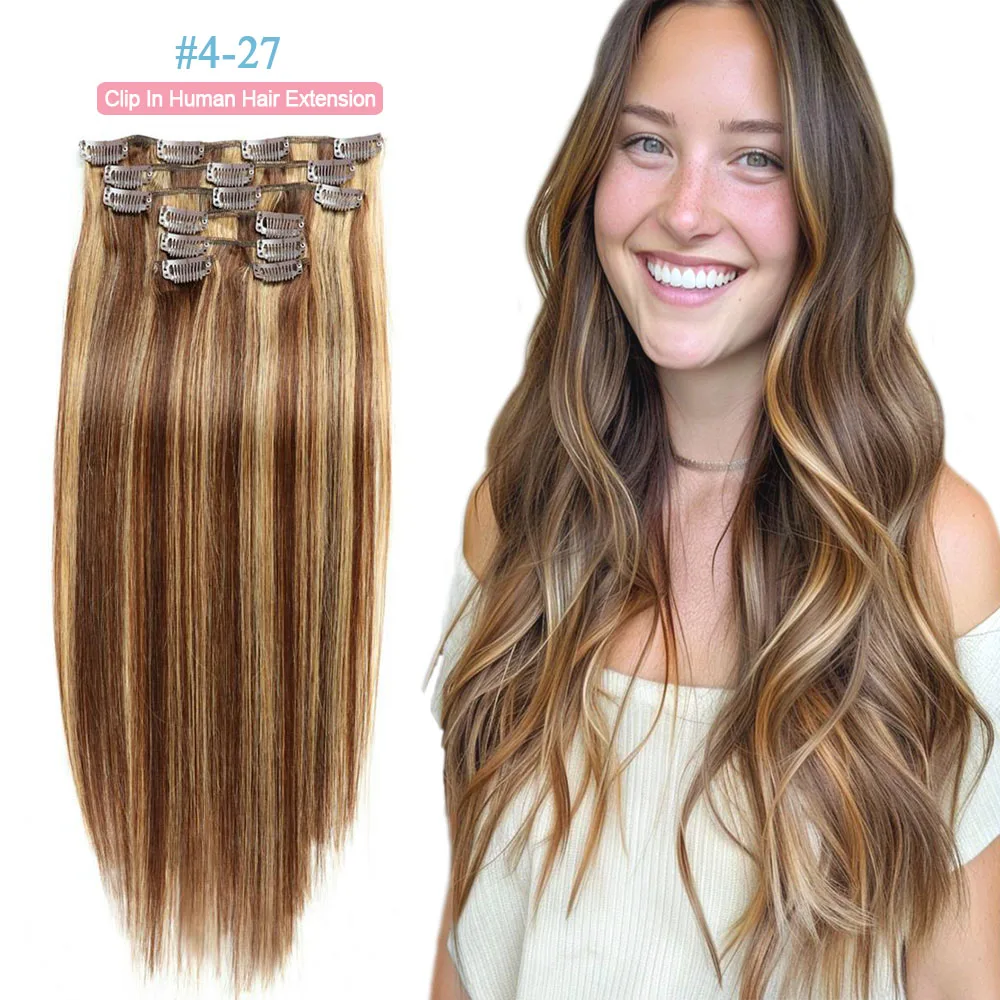 

Natural Straight Clip in Hair Extension Human Hair Invisible Seamless Clip In hair Human Hair 7pcs Brazilian Clip in Extensions