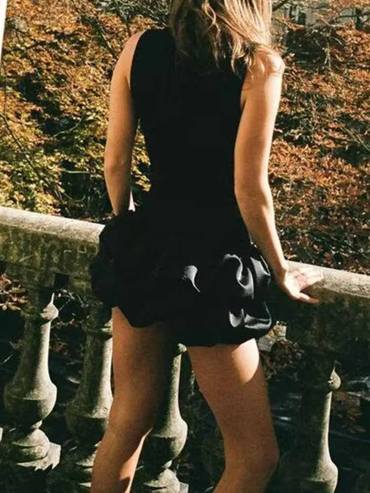 欧米風冬の新作ファッショントレンド、シンプルなレディース服、デザインセンスのあるレース切り替えショートドレス