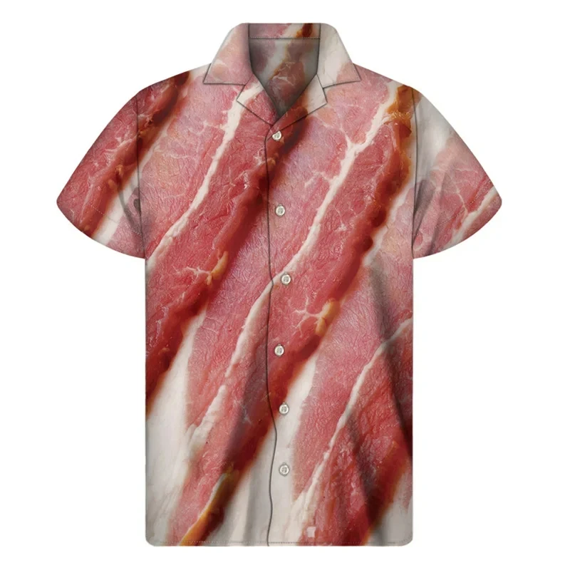 Mode Hawaii Hemden für Männer 3d Fleisch druck Sommerferien Party Shirt Blusen 2024 lässig Revers übergroße Männer Kleidung Camisa