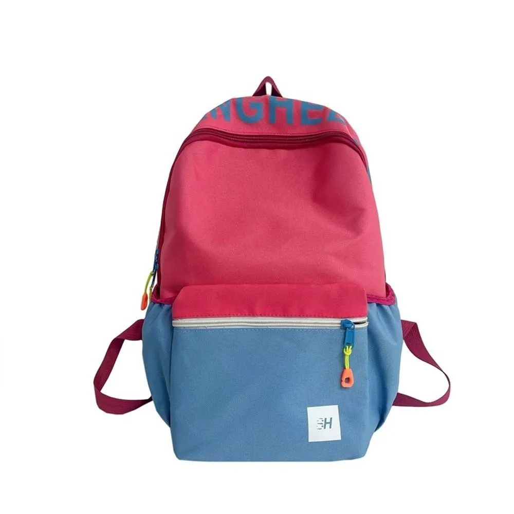 

Daypack Oxford Cloth Backpack Contrast Color Casual Students School Bag Fixed Webbing Durable Large Capacity Backpack Women