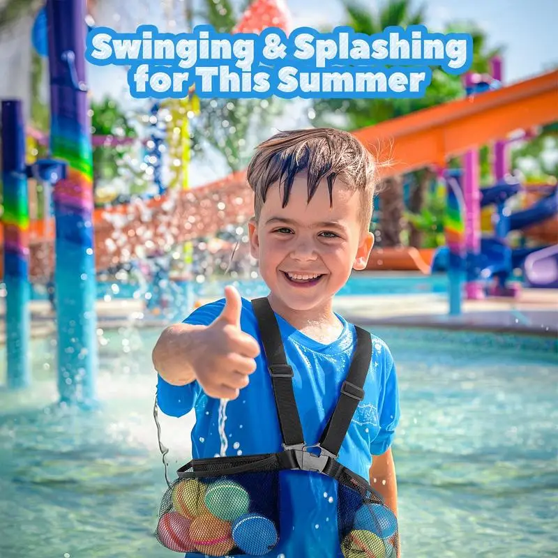 Outdoor waterballonnen jas Kid's waterballen Mesh tassen Schouderriem Ontwerp Kinderspeelgoed voor zwembad Strand Park Tuin