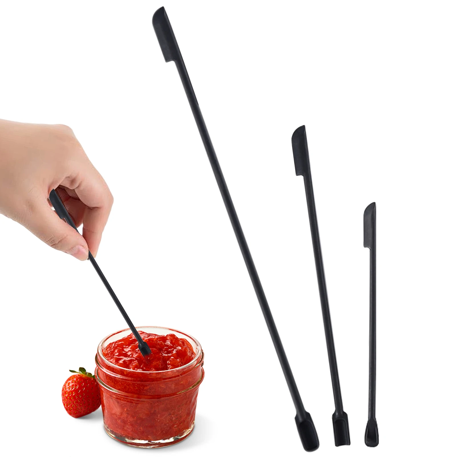 3pcs Black Heat Resistant Mini Silicone Spatula Double Head For Baking Reusable Jam spreading tool