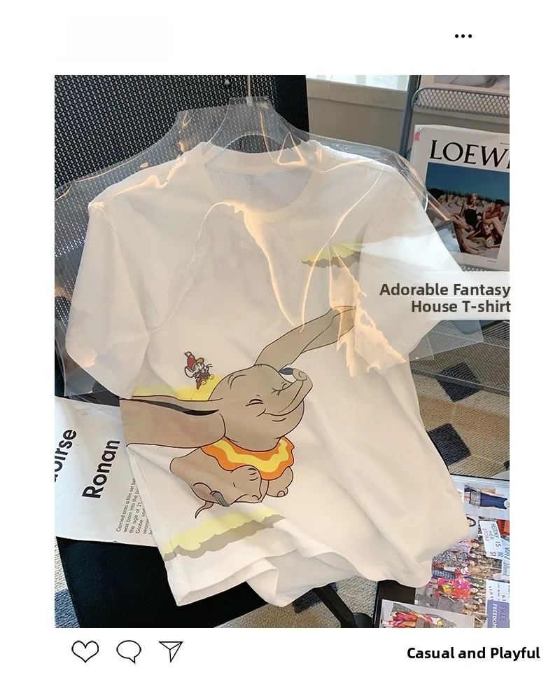 

Summer New Faionable Cartoon ort Sve T-irt Design Sense Versatile Sli Print Trendy Student Top Small irt